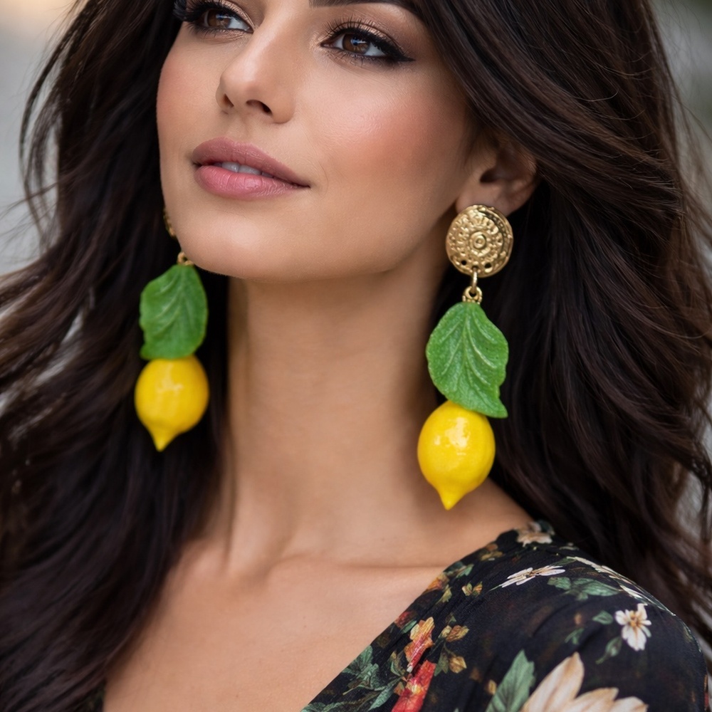 Lemon‎ Clip-On Earrings | Playful Statement Style | 3.5" Long